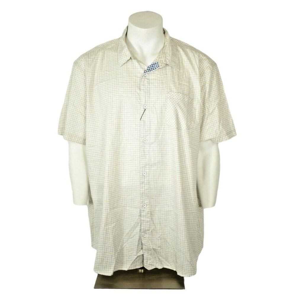 Cypress Club Mens 2XL Brown Check Cotton Short Sleeve Button Front Shirt